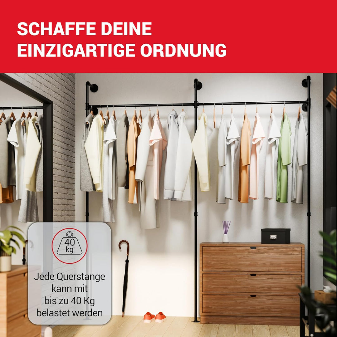 LouMaxx Rusticline Kleiderstange Wandmontage DARIO II einzeln - Garderobenset 222x210 cm by, DARIO I