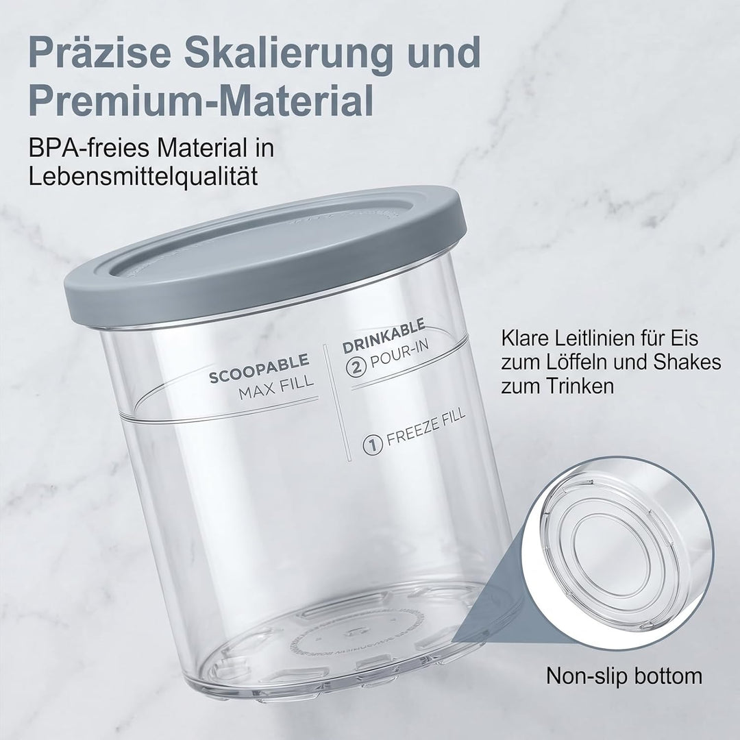 Behälter für Creami Deluxe mit Deckel 680ml Creami Becher für NC501 NC500 - BPA-frei und Spülmaschin