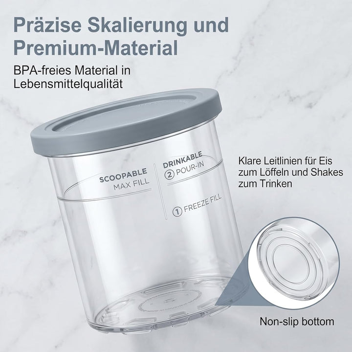 Behälter für Creami Deluxe mit Deckel 680ml Creami Becher für NC501 NC500 - BPA-frei und Spülmaschin