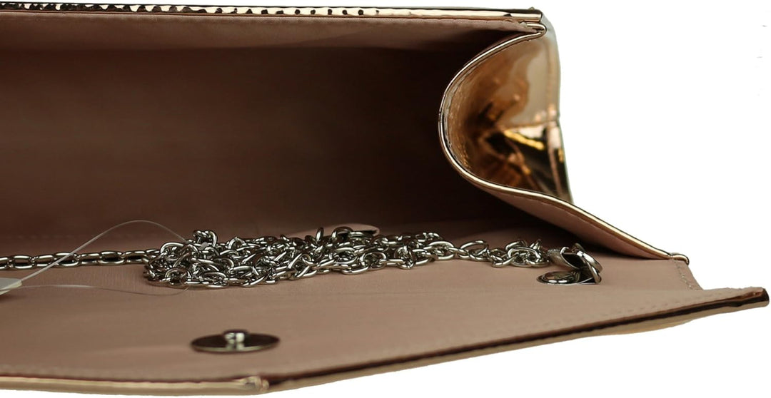 Girly Handbags Damen Clutch aus Kunstleder, glänzend Champagnerfarben, Champagnerfarben
