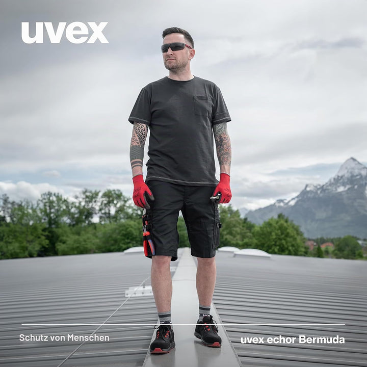 uvex echor Bermuda - Kurze Premium Arbeitshose - Herren-Cargohose - Stretch-Bund, leicht, elastisch