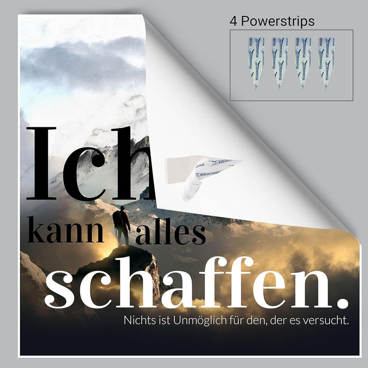 wandmotiv24 Poster als Wanddeko, Grösse 50x50cm, Ich kann Alles schaffen, Berge, Moderne Wanddeko, W