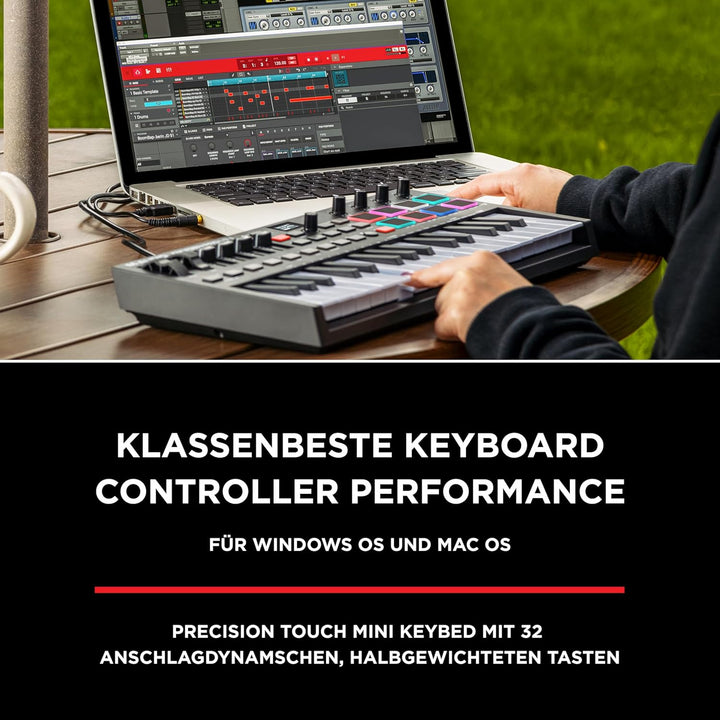 M-Audio Oxygen Pro Mini – 32-Tasten USB MIDI Keyboard Controller mit Beat Pads, MIDI-zuweisbaren Reg
