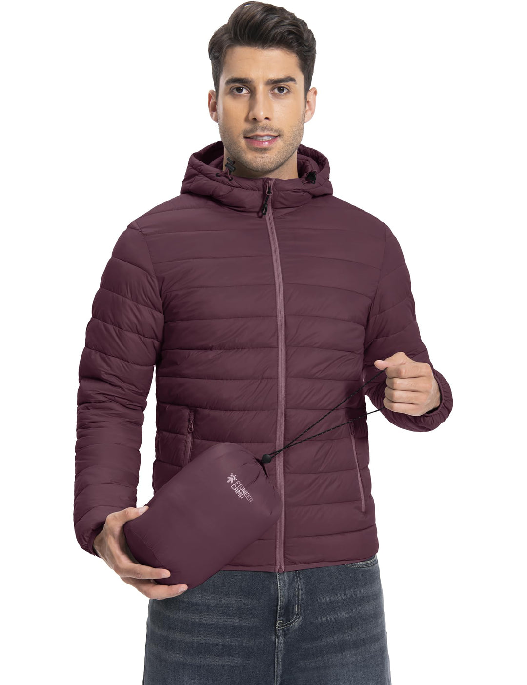 Herren Steppjacke Leichte Daunenjacken Winterjacke Übergangsjacke Outdoorjacke mit Kapuze und 6 Tasc