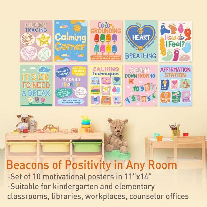 S&amp;O 10er-Set "Calming Corner Classroom Feelings"-Poster – Calming Corner Items – Calming Corner Item