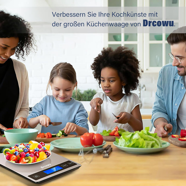 Küchenwaage Digitale 15 kg, Küchenwaage Digital Wasserdicht mit LCD-Anzeige, Multifunktions-Lebensmi