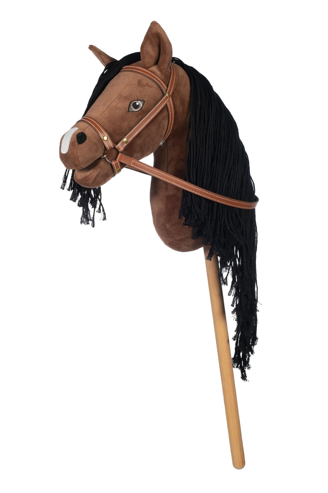HKM Hobby Horse -Mini- Steckenpferd aus weichem Plüsch mit Abnehmbarer Trense (braun/schwarz), Braun