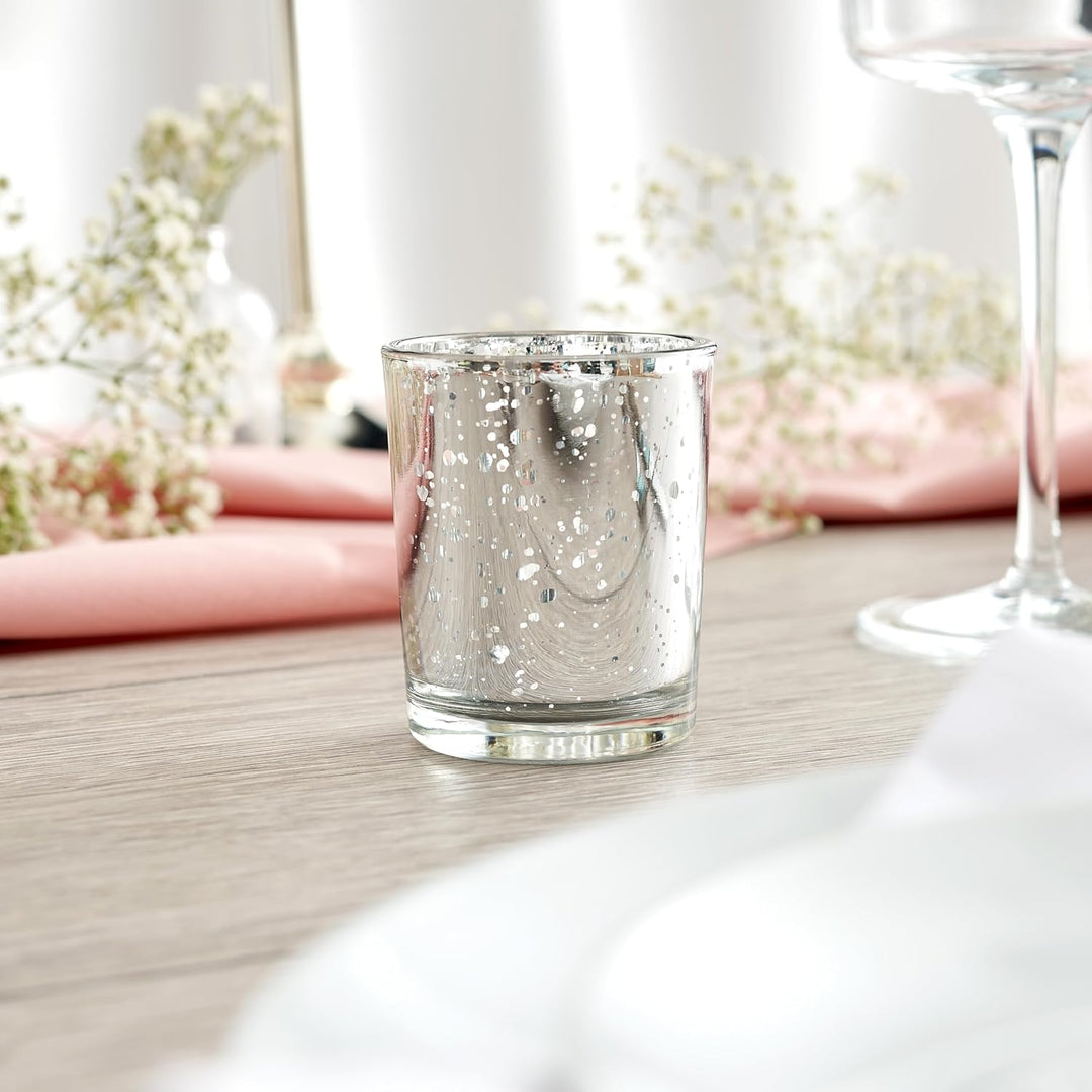 THE TWIDDLERS - Set von 15 Premium gesprenkelten Teelichthaltern - 5x6cm Glas-Kerzenhalter - Heimdek