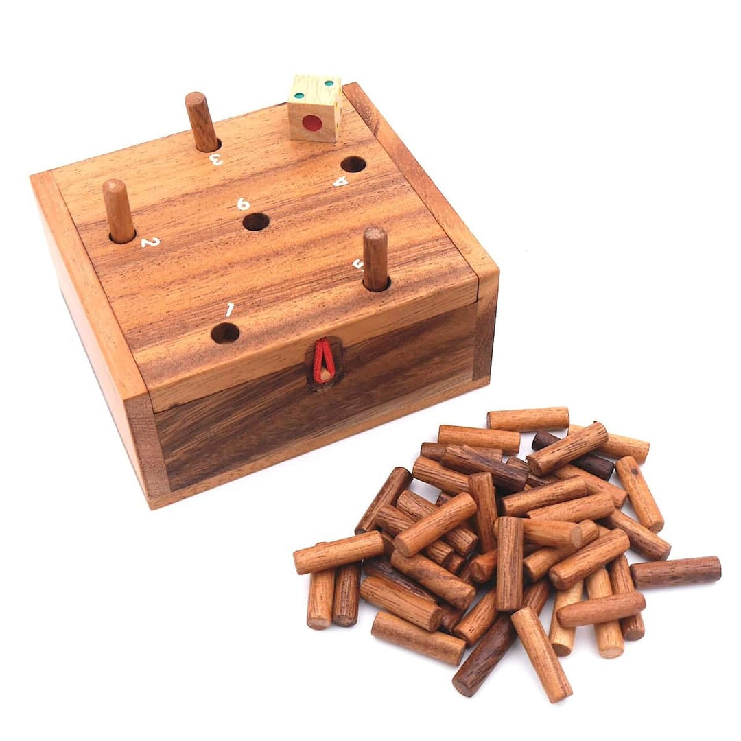 ROMBOL Endlich die 6 - lustiges Würfelspiel für die ganze Familie aus edlem Holz 10 cm x 10 cm x 5 c