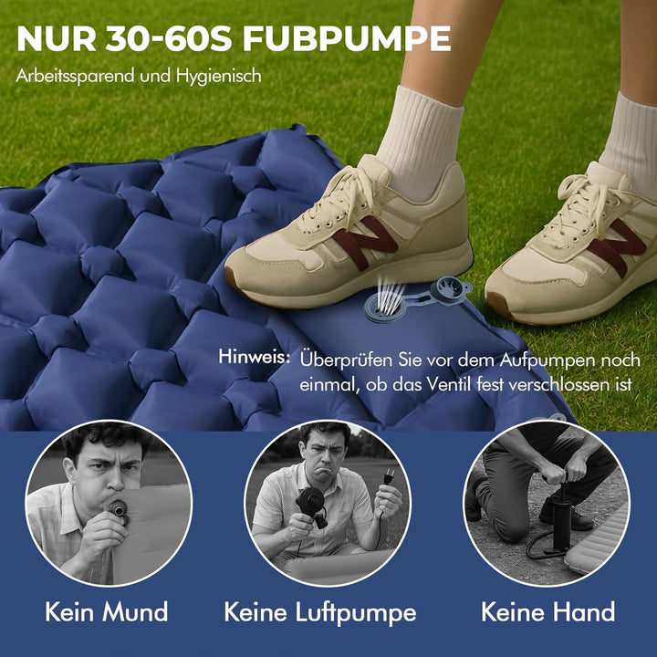 LENDOO Ultraleichte Aufblasbare Isomatte, 195cm*60cm Isomatte Selbstaufblasend Mit Aufblasbarem Kiss