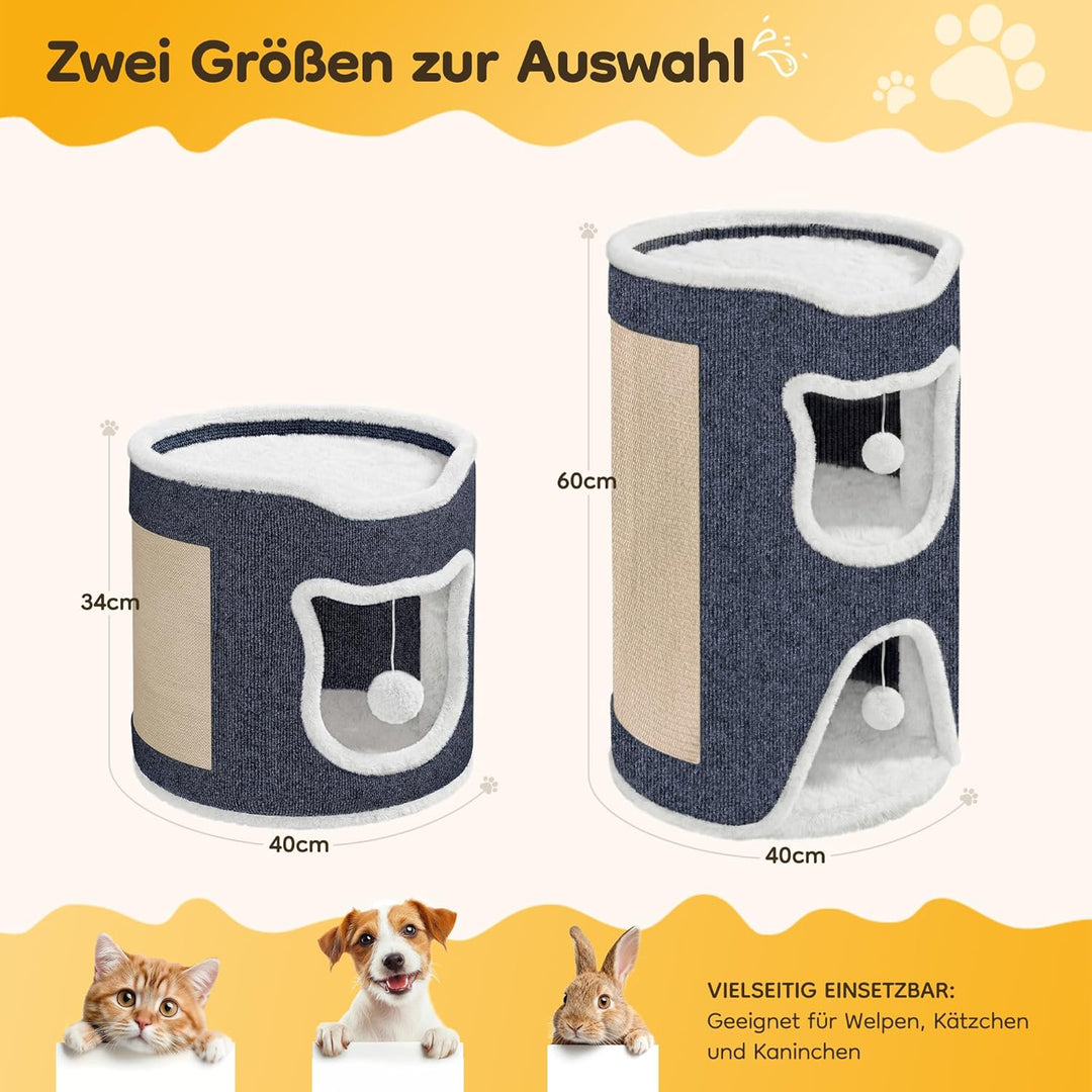 40x40x34cm Grosses Katzenhaus, belastbar 30 kg, Komfortables Katzenbett, Katzen Bettchen, Katzenhöhl