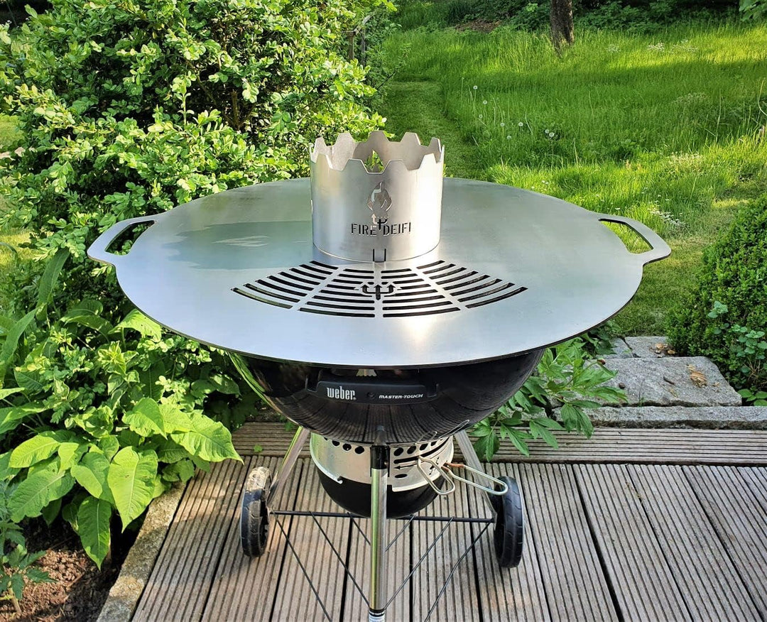 FireDeifi Set Feuerplatte + Wokaufsatz + Abstandshalter | Ø80 cm Grillplatte | Plancha | BBQ – hochw