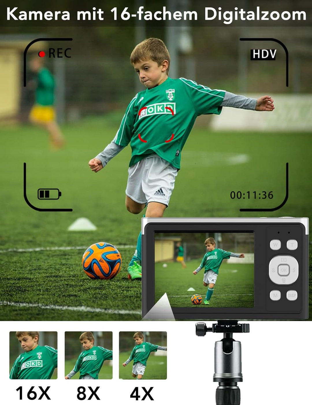 Y-YOPZI 4K Ultra HD Mini-Videokamera 50 MP 2, 88-Zoll-LCD-wiederaufladbare Studenten-Kompaktkamera m