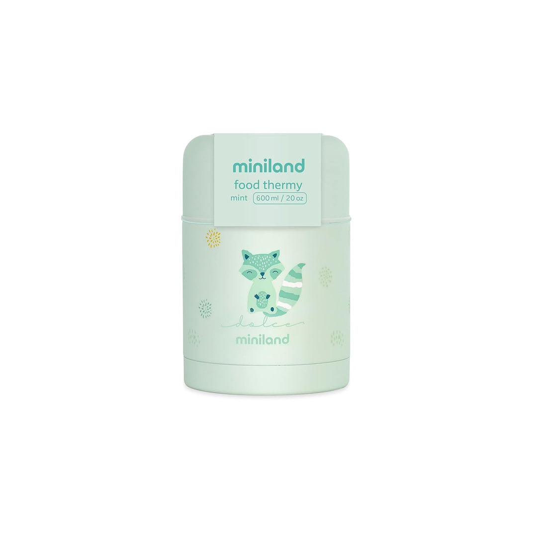 Miniland Food Thermy Mint, 600 ml Isolierbehälter, doppelte Stahl-Isolierschicht hält die Temperatur