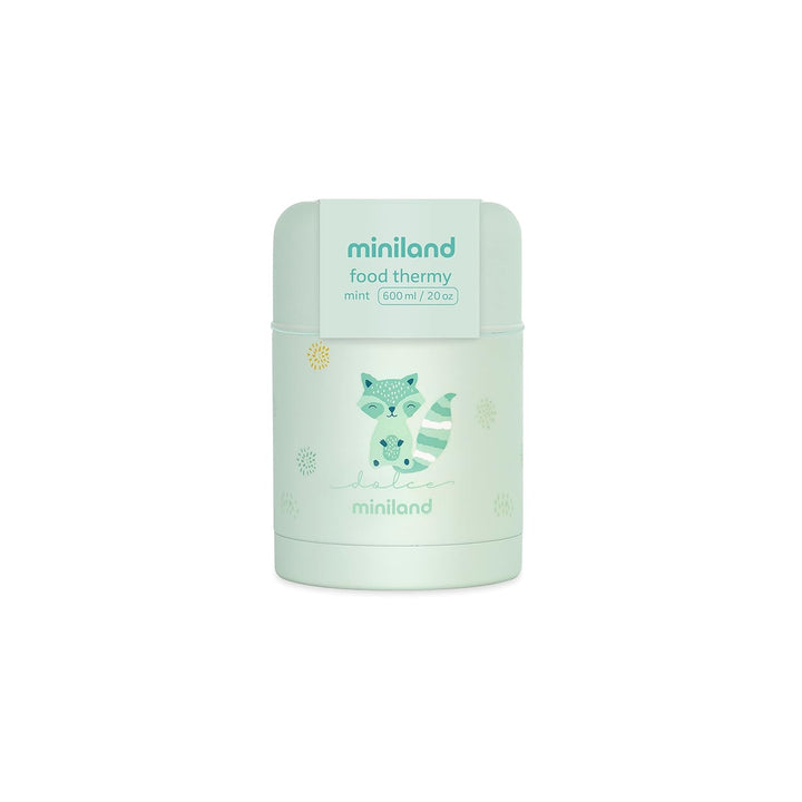 Miniland Food Thermy Mint, 600 ml Isolierbehälter, doppelte Stahl-Isolierschicht hält die Temperatur