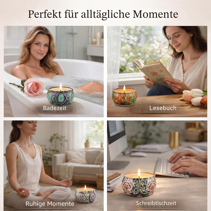 Duftkerzen Set 12 Düfte Kerzen brennen für 12-15 Stunden Duftkerze Set Natürliches Soum für Jahresta