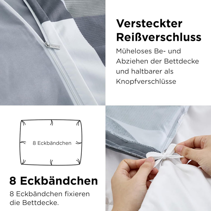 BEDSURE Bettwäsche 135x200 4teilig Bettbezug - Bettwäsche-Sets 135 x 200 cm 2er Set mit 2 Kissenbezü