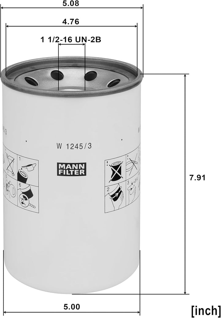 MANN-FILTER W 1245/3 x Ölfilter – Hydraulikfilter mit Dichtung / Dichtungssatz – Für PKW und Nutzfah