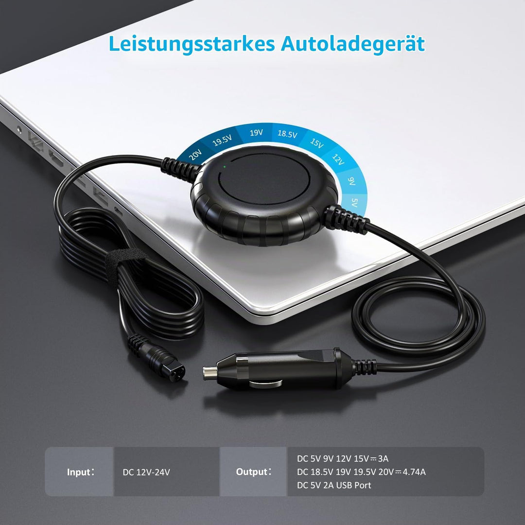 Zolt Auto Ladegerät Universal Laptop USB Typ C Ladegerät Netzteil Ladekabel für Lenovo HP Dell Asus