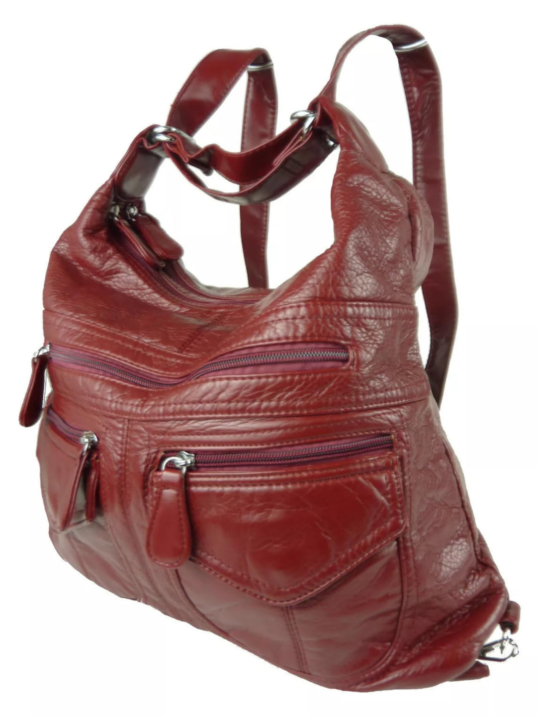 kennydoo Rucksacktasche I 2in1 Damen Rucksack und Handtasche in Einem I Schultertasche einfarbig uni