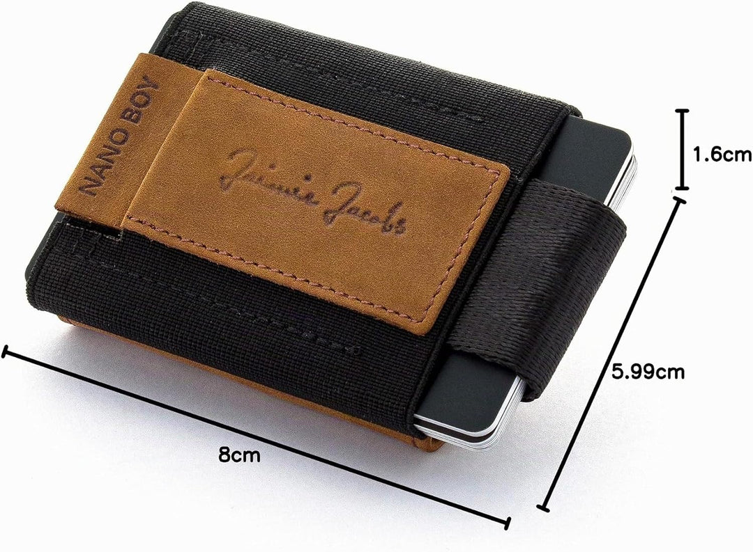 Jaimie Jacobs Minimalist Wallet Nano Boy Pocket Mini Geldbörse aus Textil mit Zugband schmaler Karte