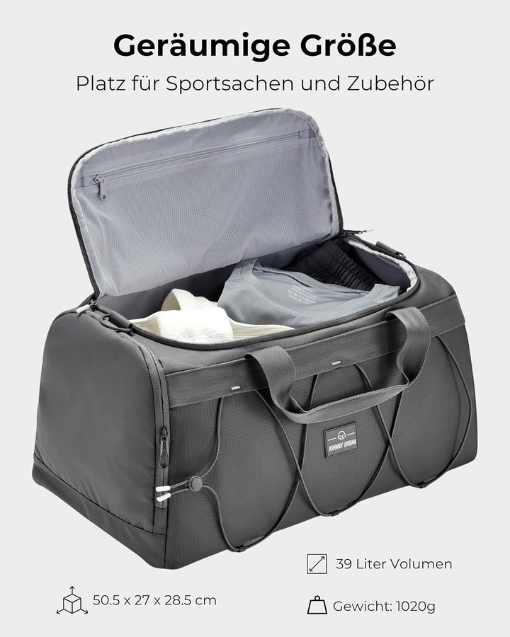 Johnny Urban Sporttasche Herren & Damen Grau - Shawn - 2 in 1 Tasche mit Rucksackfunktion für Reise