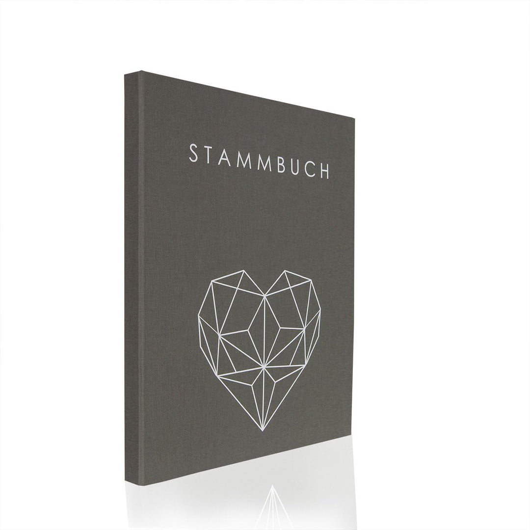 Hochzeitideal - Stammbuch der Familie Geometric Grau DIN A4 - Buchbinderleinen Stammbuch Hochzeit -