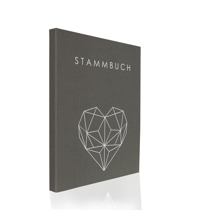 Hochzeitideal - Stammbuch der Familie Geometric Grau DIN A4 - Buchbinderleinen Stammbuch Hochzeit -