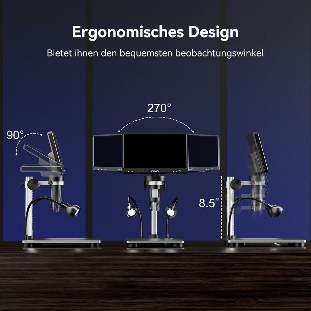 TOMLOV DM9 7" LCD Digital Mikroskop 1200X, 1080P HD Video Mikroskope, Lötmikroskop Handmikroskop mit