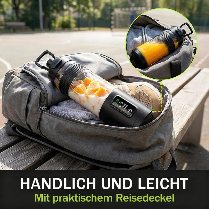 Tragbarer Mixer,600ml wiederaufladbar zerkleinert Eis&Obst,Kompakt | Mixbecher & auslaufsicherer Dec