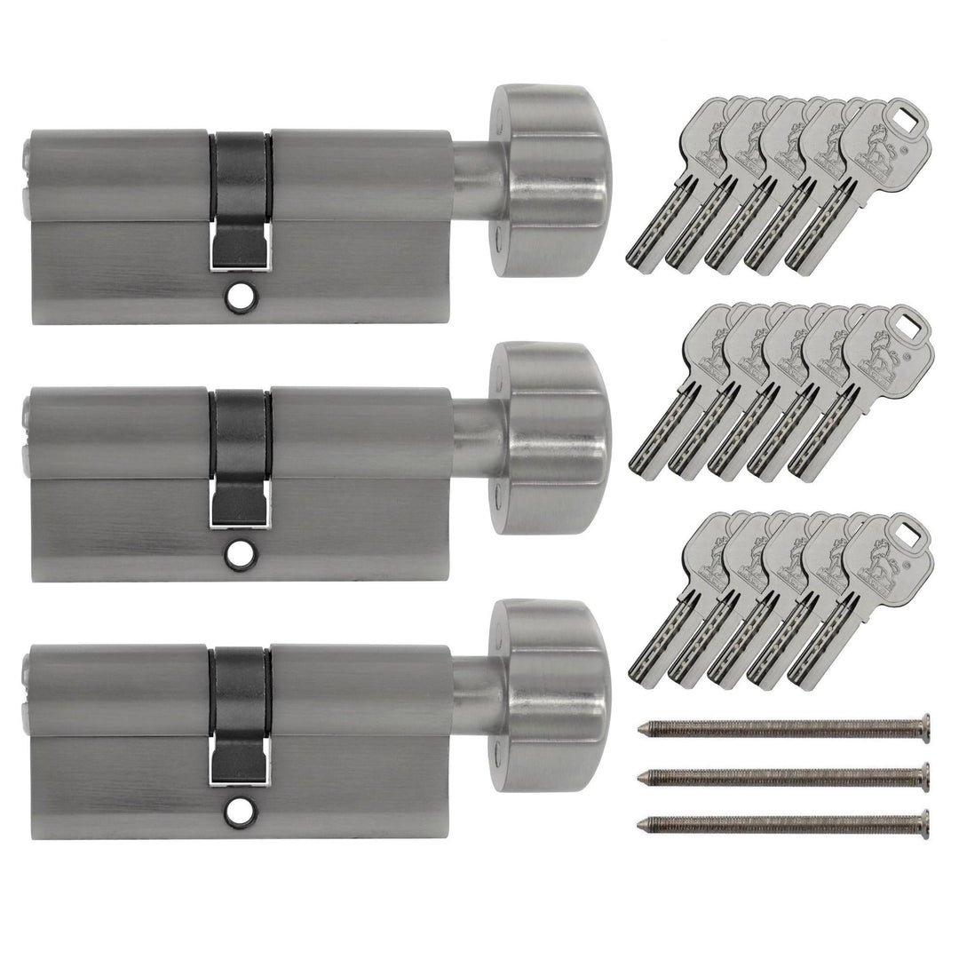3x Knaufzylinder KD 90 mm 45/45 gleichschliessend inkl. 15 Schlüssel