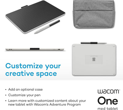 Wacom One M Stifttablett inkl. batterielosem EMR-Stift, Bluetooth-Verbindung, für Windows, Mac, Chro