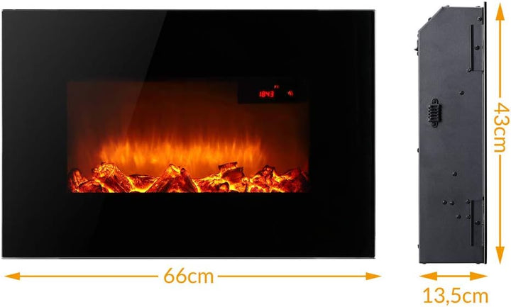 Monzana Wandkamin Elektrokamin Heizlüfter Head Up Display 900W / 1800W Thermostat Fernbedienung Time