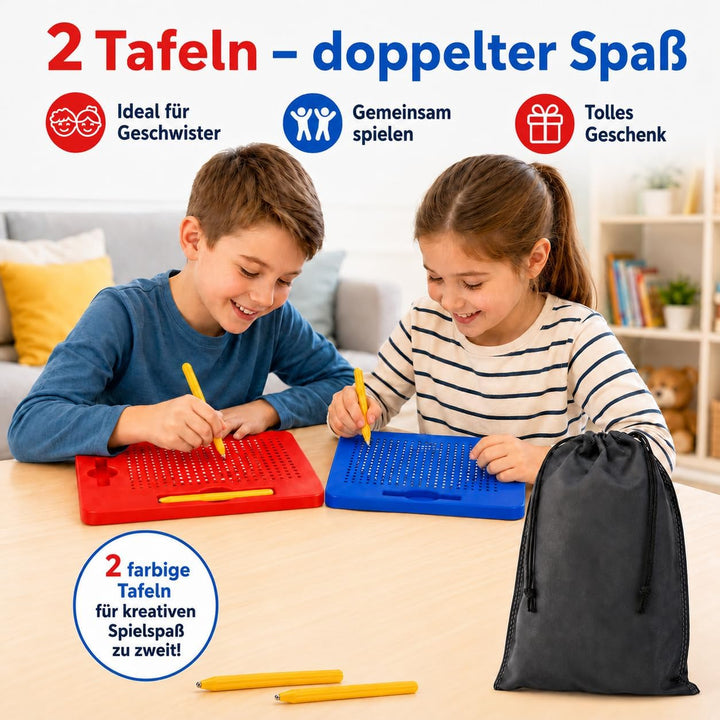 2 Stück Magnetische Zeichentafel, Stahlkugel Magnetspiel mit magnetischem Stift, Zaubertafel, Pädago
