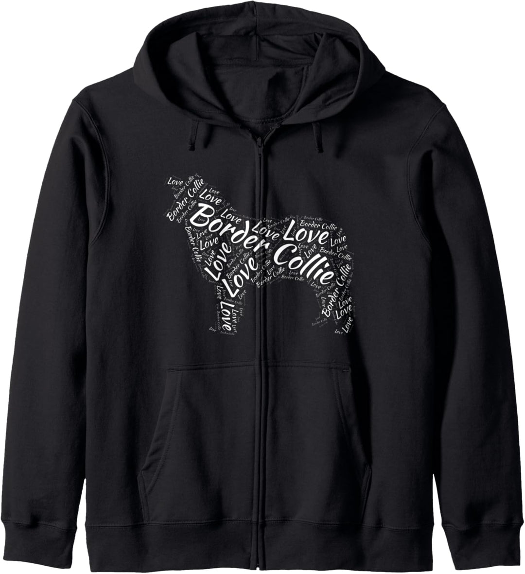Liebe Grenze Collie Hund Silhouette Wort Wolke Haustier Kapuzenjacke