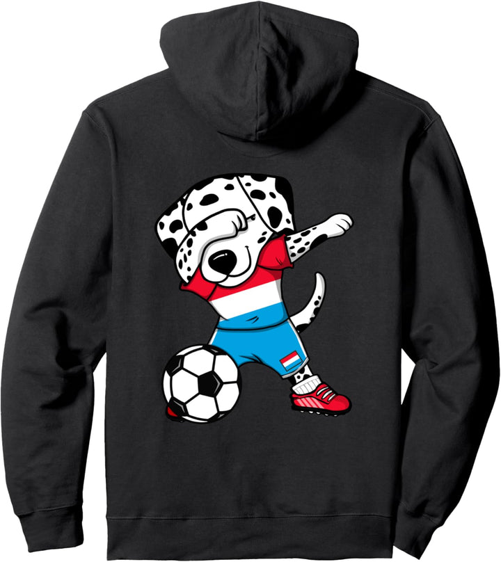 Dabbing Dalmatiner Hund Luxemburg Fussball Luxemburg Flagge Pullover Hoodie