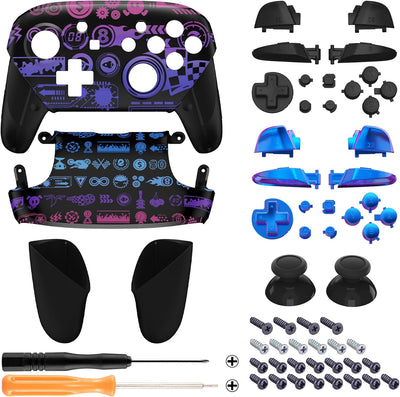 eXtremeRate Full Gehäuse Set kompatibel mit Nintendo Switch Pro Controller, DIY-Ersatz Front Hülle/B