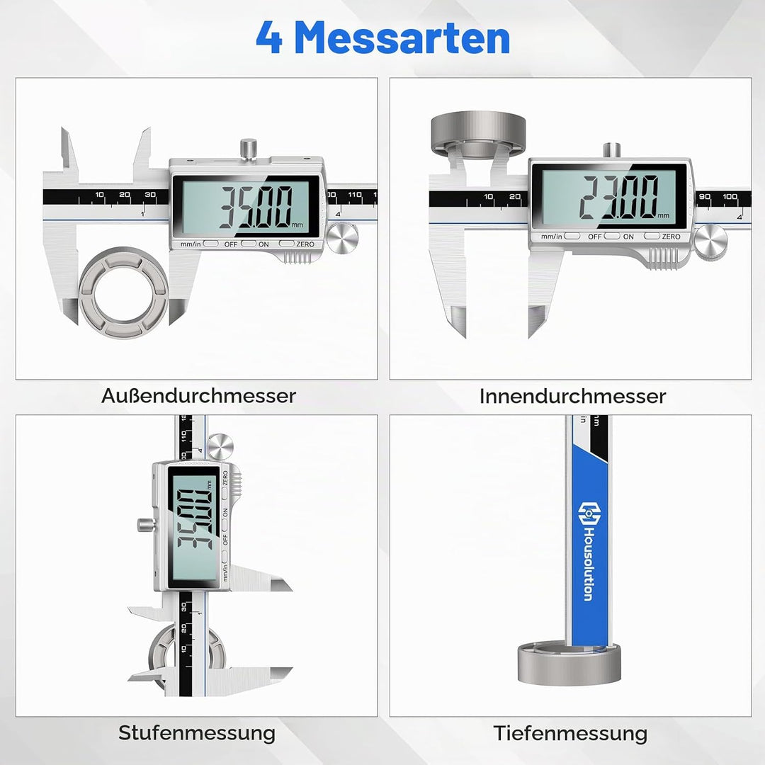 Housolution Digitaler Messschieber, 8Zoll Messschieber mit grossem LCD-Bildschirm, Zoll/MM-Schalter,
