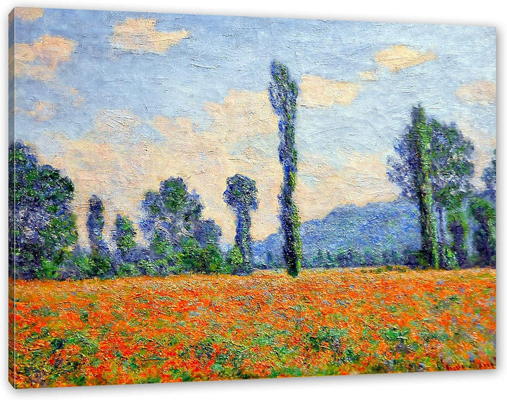 Claude Monet - Mohnfeld Giverny als Leinwandbild/Grösse: 100x70 cm/Wandbild/Kunstdruck/fertig bespan