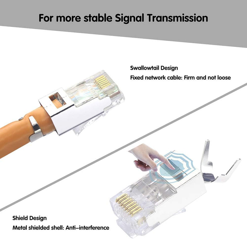 VCELINK GJ671BL Crimpzange RJ45 Presszange für RJ45 Stecker mit Cat 7 Cat6A Lan Stecker Pass Through