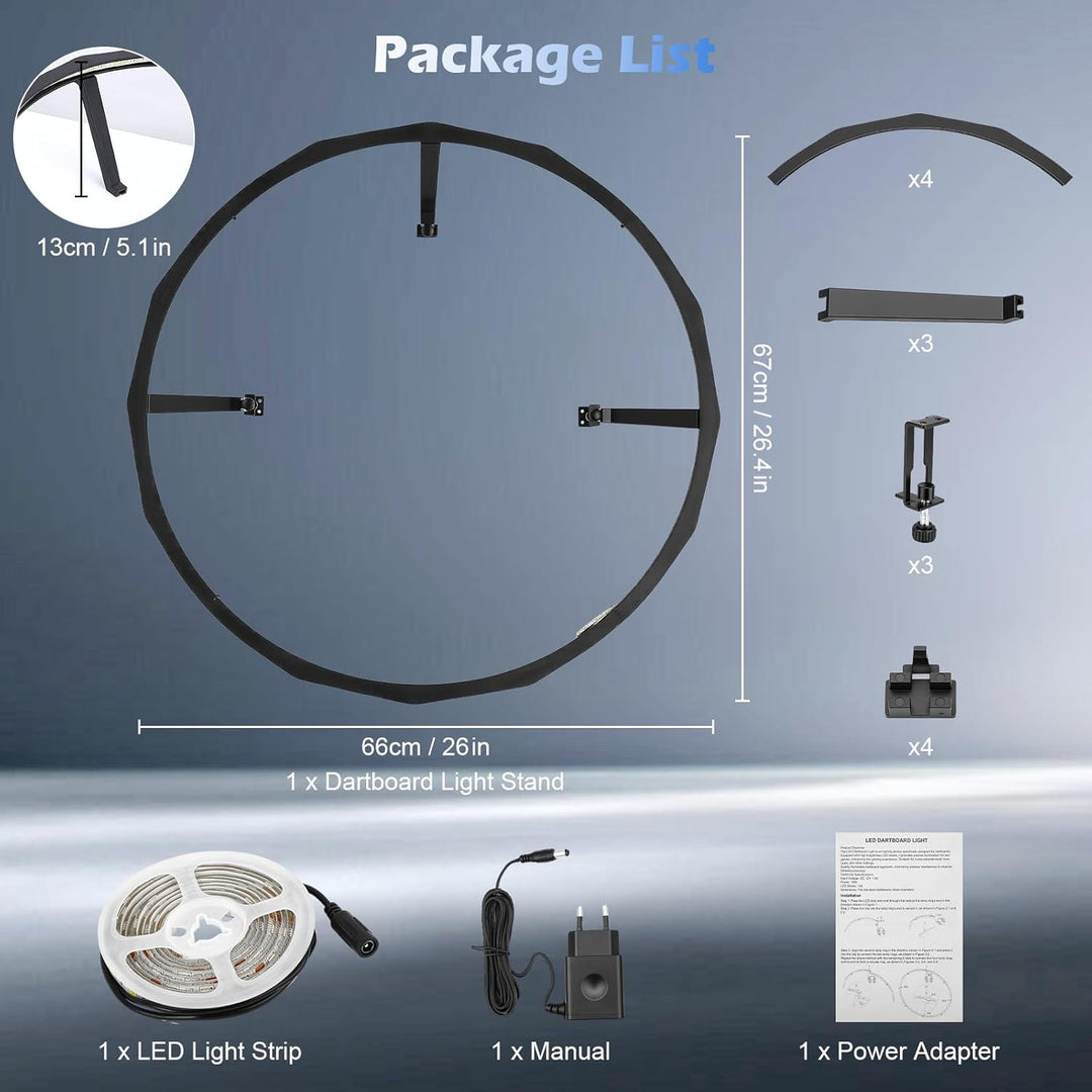 LED Dartboard Ring Licht, 360° Schattenfreie Beleuchtung mit 90 LEDs für Wohnzimmer - Helles LED Rin