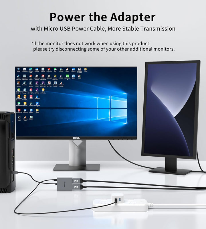 DisplayPort zu Dual DisplayPort Splitter Adapter 4K60Hz für Dual Monitor, MST DisplayPort Adapter er