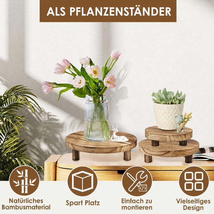 3 Set Blumenhocker Holz Pflanzenhocker Stapelbar Abnehmbar Stabile Unterstützung Pflanzhocker Blumen