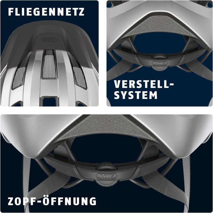 ABUS Rennradhelm Macator - sportiver Fahrradhelm für Einsteiger - auch für Zopfträger/-innen - für D