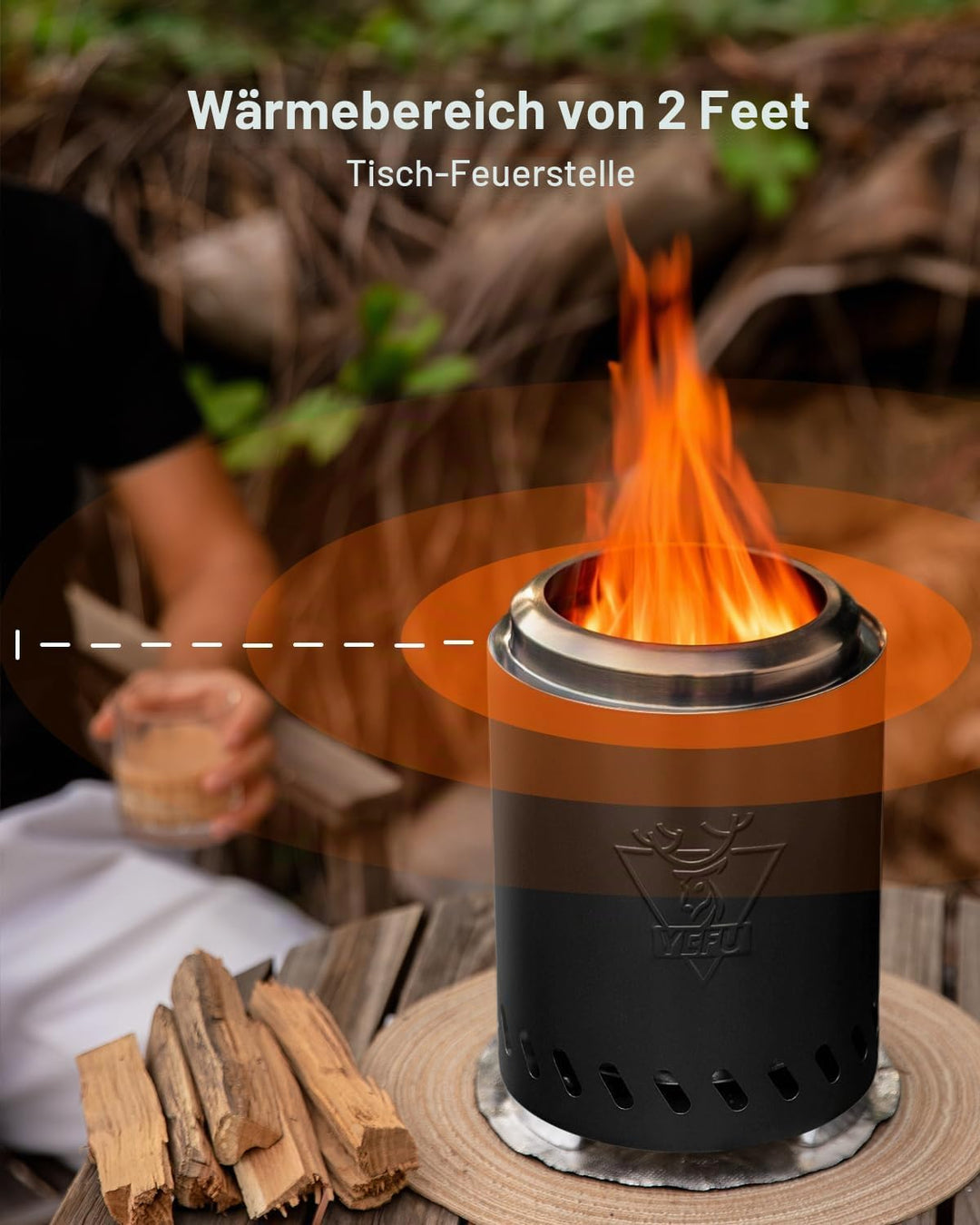 Generic Rauchfreie Feuerstelle,Tischfeuerstelle Feuerstelle Rauchfrei Campingkocher für den Aussenbe