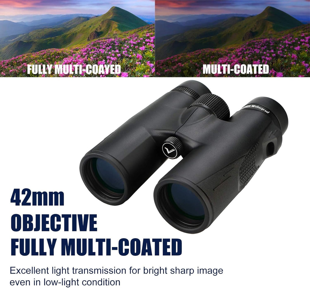 Svbony SV47 Fernglas 8x42, HD Bak-4 Prisma FMC Optik, Wasserdichtes Fernglas Binoculars Erwachsene f