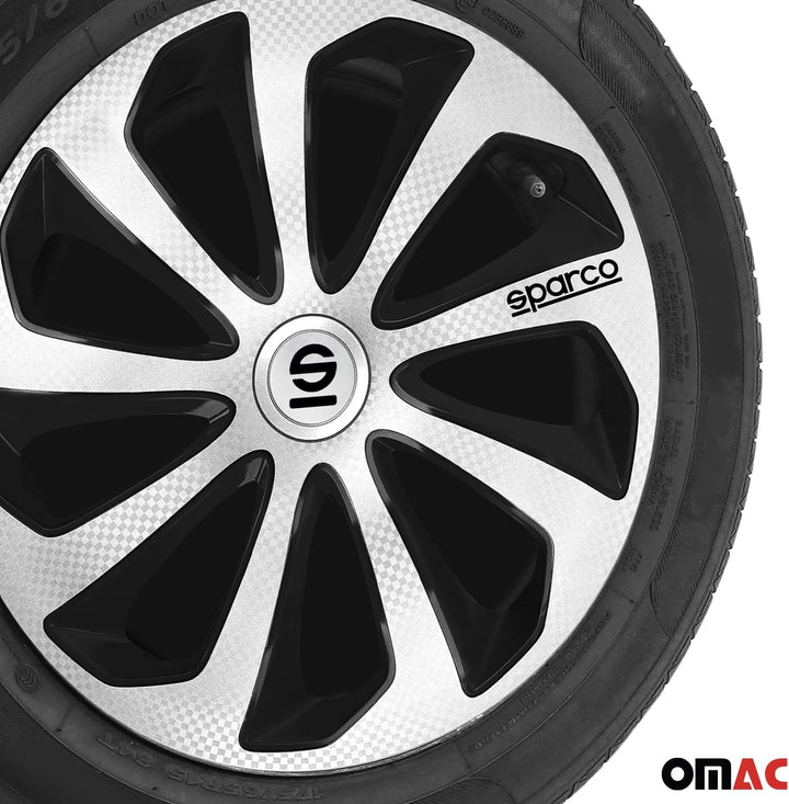 Satz Sparco Radzierblenden Sicilia 16-Zoll Silber/Schwarz/Karbon