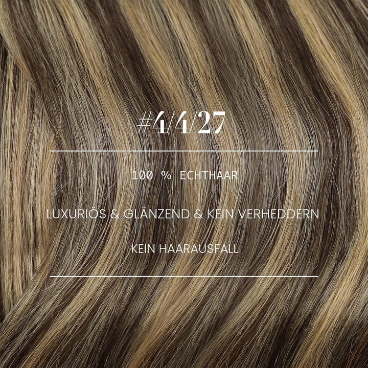 YoungSee Echthaar Tressen Ombre Tressen Echthaar zum Einnahen 45cm Haartressen Echthaar Dunkelbraun