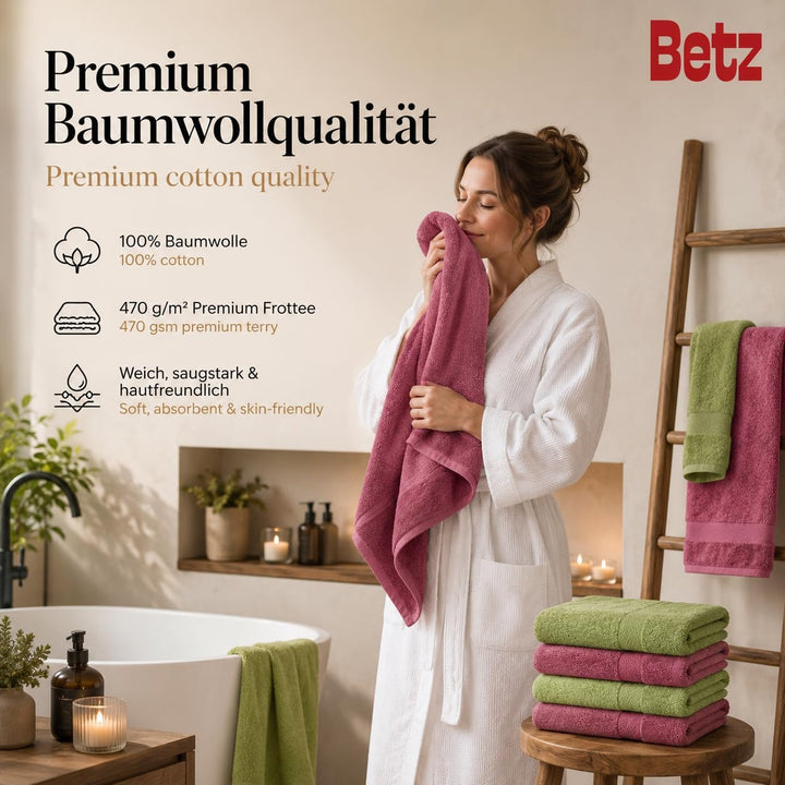 Betz 12-TLG. Handtuch Set Premium 100% Baumwolle 2 Duschtücher 4 Handtücher 2 Gästetücher 2 Seiftüch
