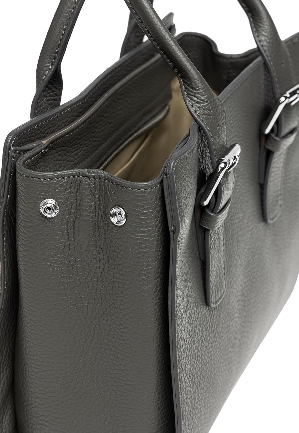 Caspar TL807 klassisch elegante Damen Leder Handtasche Einheitsgrösse Dunkelgrau, Einheitsgrösse Dun